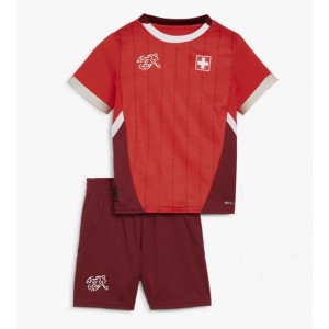 Fotbalové Dres Švýcarsko Dětské Domácí Oblečení ME 2024 Krátký Rukáv (+ trenýrky)